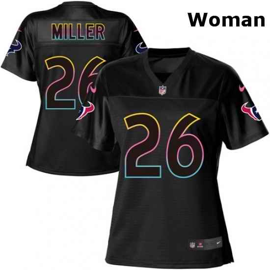 Womens Nike Houston Texans 26 Lamar Miller Game Black Fashion NFL Jersey